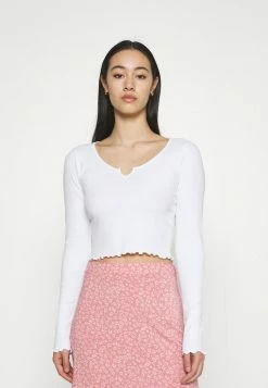 Hot Sale 🧨 Hollister Co. NOTCH NECK - Long Sleeved Top - White ✨