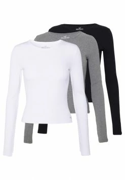 Cheapest ๐ Hollister Co. SLIM CREW BASIC 3 PACK - Long Sleeved Top - White/grey/black ๐