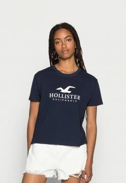 Brand new 👍 Hollister Co. TIMELESS LOGO - Print T-shirt - Navy 😀