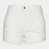 Budget 🛒 Hollister Co. DESTROY BACK POCKET RAW CUT - Denim Shorts - White ✔️