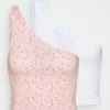 Cheap 🥰 Hollister Co. ONE SHOULDER TIE 2 PACK - Top - Pink/solid White 🧨