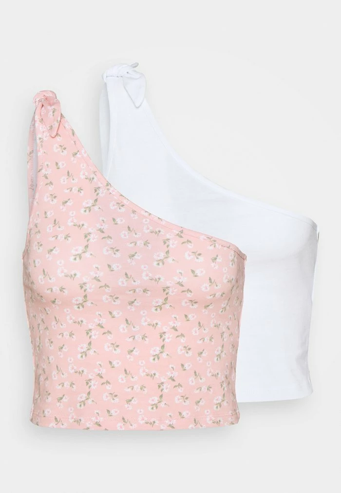 Cheap ๐ฅฐ Hollister Co. ONE SHOULDER TIE 2 PACK - Top - Pink/solid White ๐งจ
