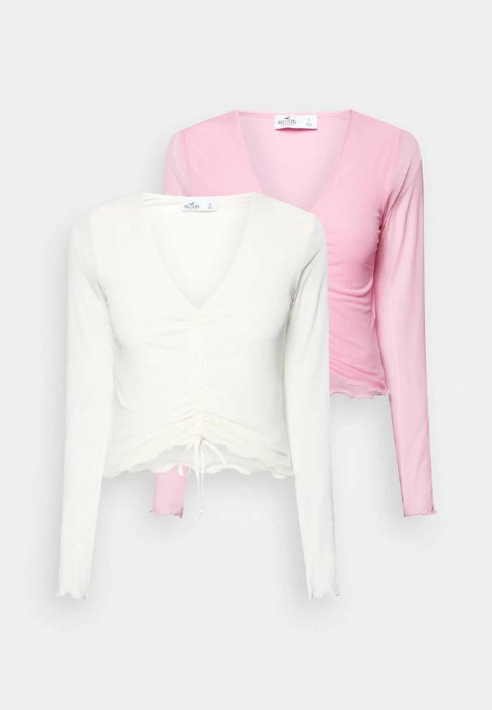 Hot Sale โค๏ธ Hollister Co. MIDDLE CINCHED TIE 2 PACK - Long Sleeved Top - Moonlight Mauve/antique White โ๏ธ - Image 6