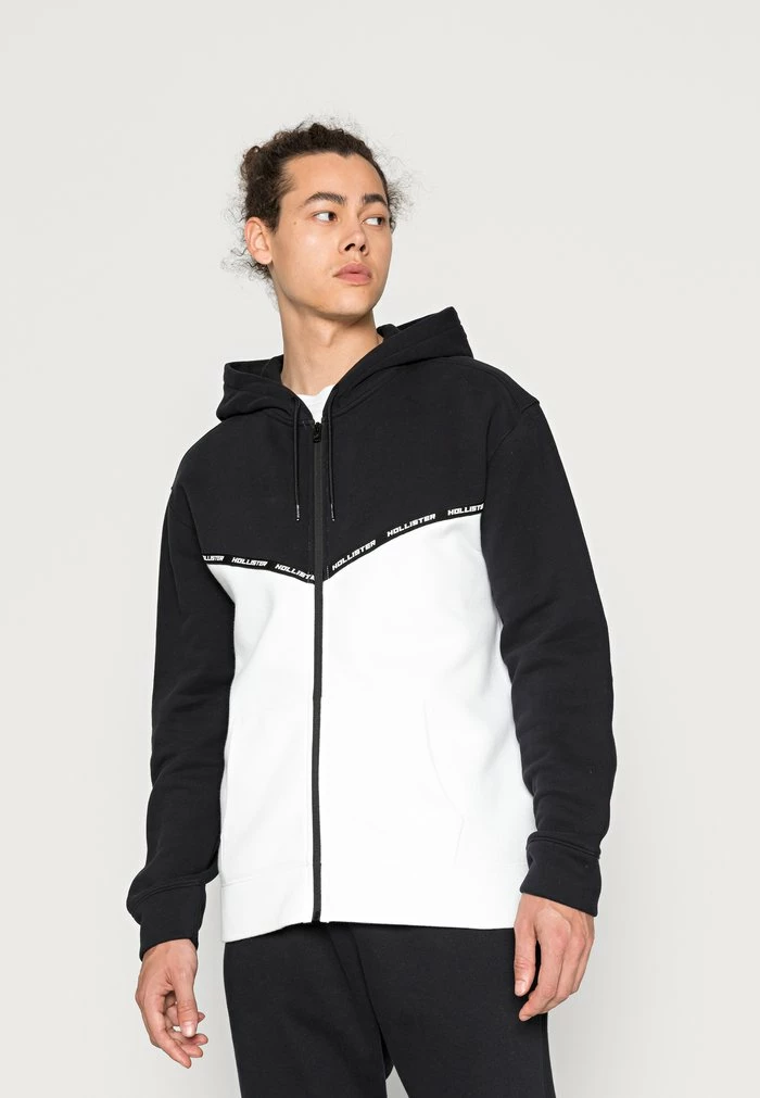 Deals โญ Hollister Co. LEVEL UP TAPE - Zip-up Sweatshirt - White/black โค๏ธ