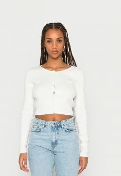 Promo 🔥 Hollister Co. ICON CROP CARDIGAN SOLIDS - Cardigan - White 🌟