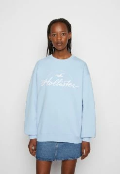 Flash Sale 🛒 Hollister Co. OVERSIZED CREW SCRIPT LOGO - Sweatshirt - Light Blue ✨