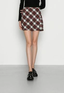Best deal 😀 Hollister Co. PLAID STRUCTURED 👗 SKIRT - Mini 👗 SKIRT - White/red Plaid 😍