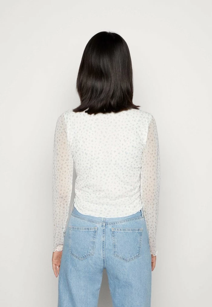 Deals ๐ Hollister Co. MIDDLE CINCHED TIE - Long Sleeved Top - White/blue ๐ฏ - Image 3