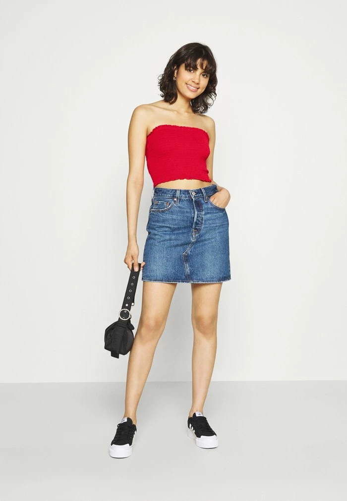 New ๐งจ Hollister Co. SMOCKED TIE BACK TUBE - Top - Red โค๏ธ - Image 2