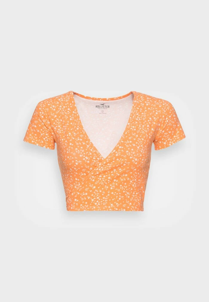 Cheap ๐ Hollister Co. SPACE DYE WRAP - Basic T-shirt - Orange Floral โ๏ธ - Image 4