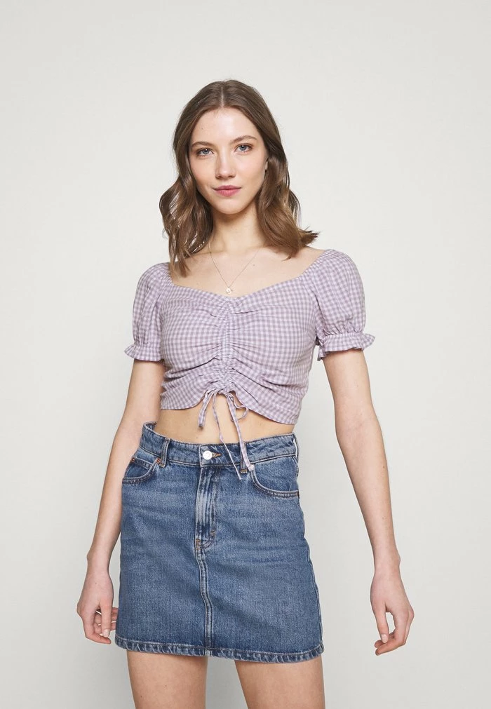 Wholesale ⭐ Hollister Co. CINCH TIE - Blouse - White/purple ???? 3 Wholesale ⭐ Hollister Co. CINCH TIE - Blouse - White/purple ????
