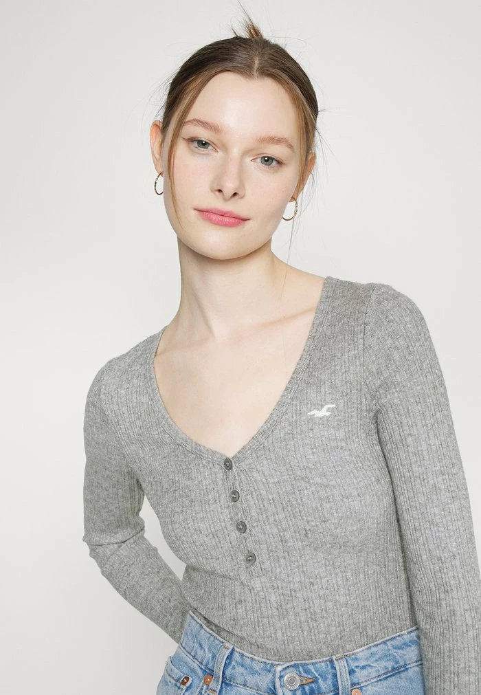 Discount 🔔 Hollister Co. ICON COZY HENLEY - Long Sleeved Top - Grey 👏 - Image 4