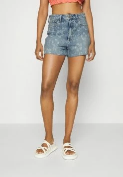 Flash Sale ✔️ Hollister Co. UHR MOM CURVY LAV DITSY FLORAL RAW CUT - Denim Shorts - Indigo ⭐