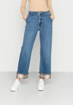 Best Sale 💯 Hollister Co. FLANNEL CUFF - Relaxed Fit 👖 Jeans - Light Blue 😉