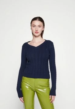 New 🎉 Hollister Co. ICON CABLE V NECK - Jumper - Navy 🔔