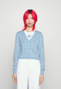 New 🌟 Hollister Co. SLIM CROP CARDI - Cardigan - Blue Geo Pattern 🤩