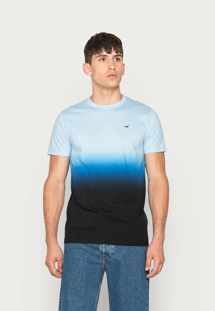 Best Pirce ๐งจ Hollister Co. CURVED - Print T-shirt - Black/blue Ombre โ๏ธ
