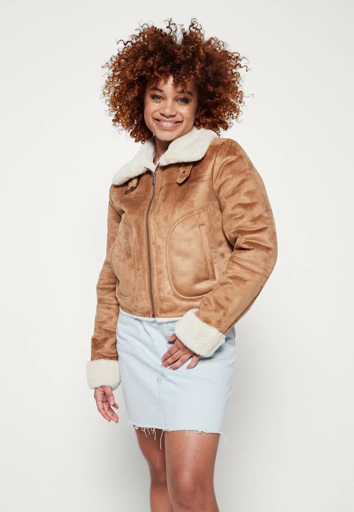 Best reviews of 😍 Hollister Co. COZY BIKER - Faux Leather Jacket - Tan ⌛
