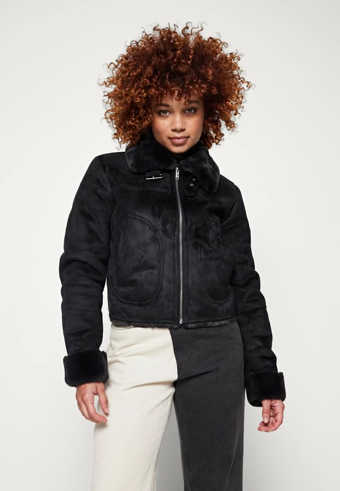 Flash Sale ❤️ Hollister Co. COZY BIKER - Light Jacket - Black Beauty 🔥