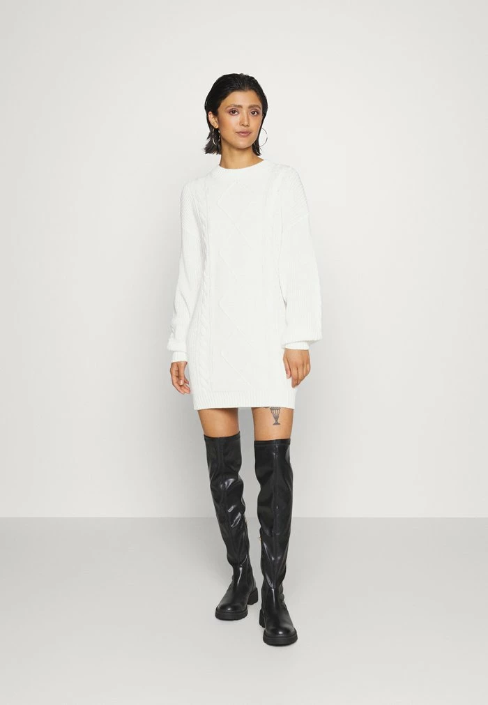 Deals ๐ Hollister Co. CABLE SWEATER ๐ DRESS - Jumper ๐ DRESS - White ๐คฉ