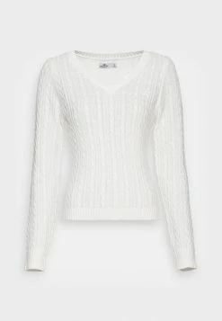 Coupon ✨ Hollister Co. ICON CABLE V NECK - Jumper - White 🎁