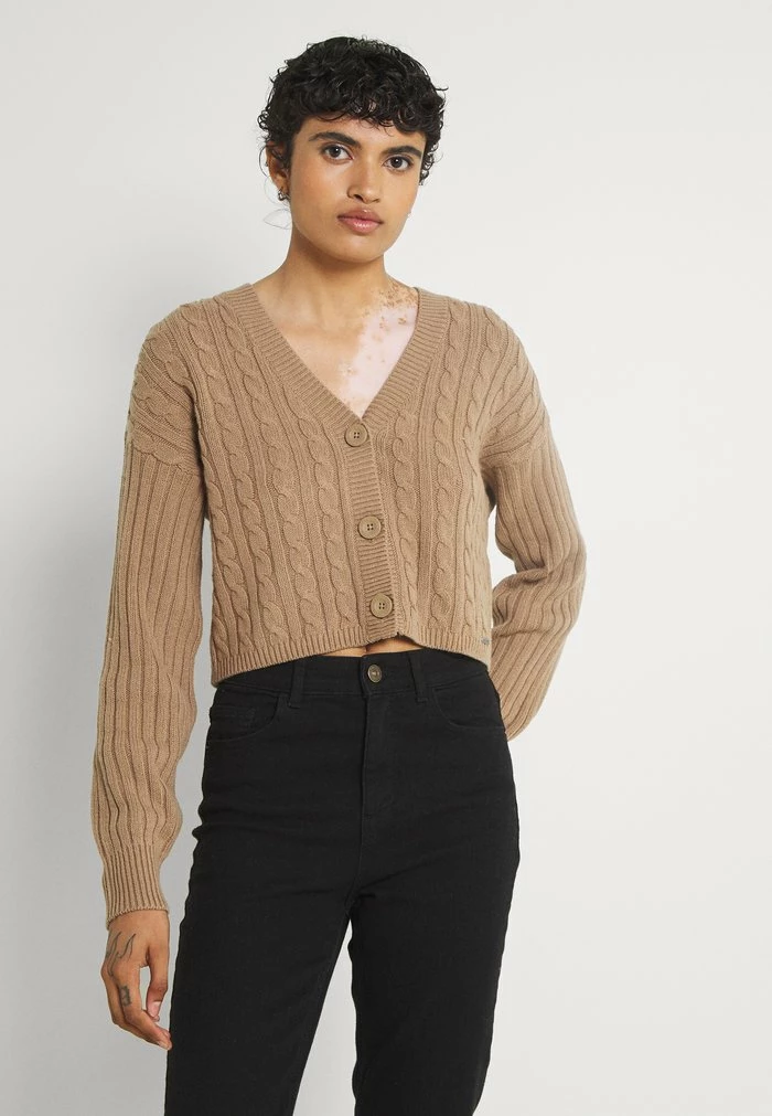 Cheapest 😍 Hollister Co. EASY CROP CARDI - Cardigan - Light Brown 😀