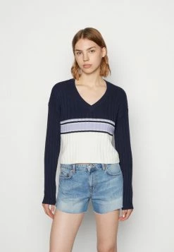 Best reviews of 😍 Hollister Co. SCROLL STOPPER V NECK - Jumper - Navy 🧨