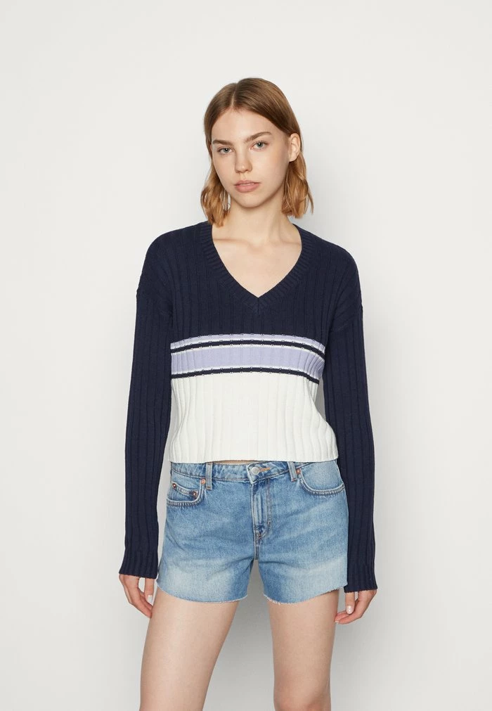 Best reviews of ๐ Hollister Co. SCROLL STOPPER V NECK - Jumper - Navy ๐งจ