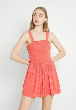 Wholesale 🤩 Hollister Co. WEBEX BARE SMOCKED TIEBACK ROMPER - Jumpsuit - Coral 😍