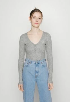 Discount 🔔 Hollister Co. ICON COZY HENLEY - Long Sleeved Top - Grey 👏