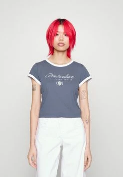 Discount 😉 Hollister Co. EASY BABY TEE - Print T-shirt - Grissaille Blue 🛒