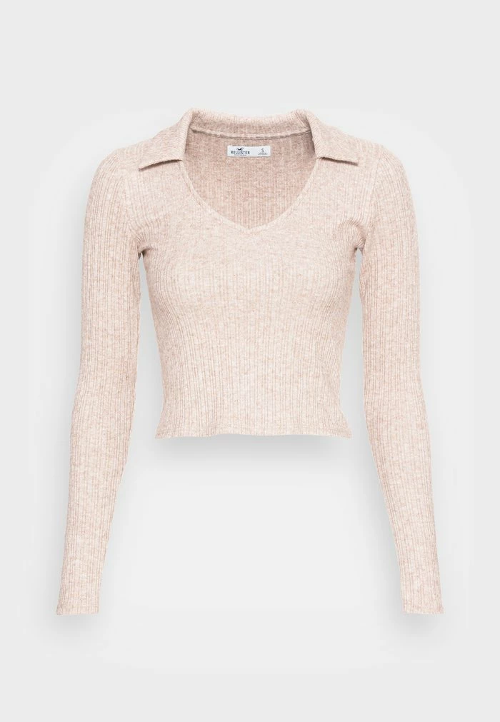 Best Pirce ๐งจ Hollister Co. EASY COZY OPEN COLLAR - Long Sleeved Top - Brown โค๏ธ - Image 4