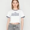 Top 10 ⭐ Hollister Co. CREW FASHION CORE - Print T-shirt - White, Navy 🎉