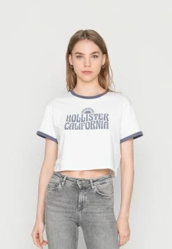 Top 10 ⭐ Hollister Co. CREW FASHION CORE - Print T-shirt - White, Navy 🎉