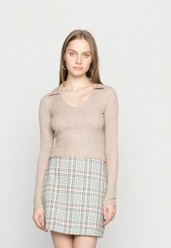 Best Pirce ๐งจ Hollister Co. EASY COZY OPEN COLLAR - Long Sleeved Top - Brown โค๏ธ