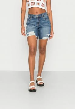 Best deal ⌛ Hollister Co. DAD MEDIUM DESTROY CUT - Denim Shorts - Blue Denim 😍