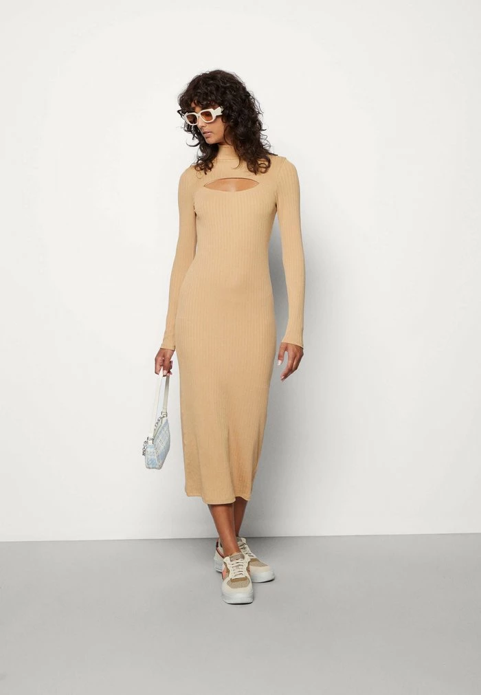 Buy ๐ Hollister Co. MOCK CUTOUT MIDI ๐ DRESS - Jumper ๐ DRESS - Tan โญ - Image 2
