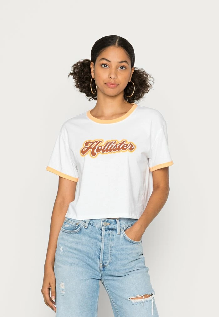 Buy ๐ฅฐ Hollister Co. CREW FASHION CORE - Print T-shirt - White And Yellow โญ