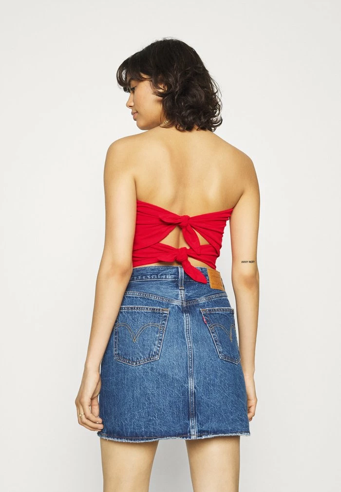 New ๐งจ Hollister Co. SMOCKED TIE BACK TUBE - Top - Red โค๏ธ - Image 3