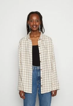 Flash Sale 🎁 Hollister Co. OVERSIZED - Button-down Blouse - Cream/tan Plaid ⭐