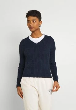 Cheapest 😍 Hollister Co. ICON CABLE V NECK - Jumper - Navy 😀