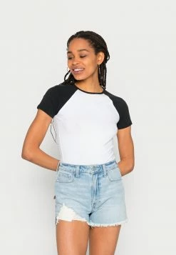 Best Pirce ๐ฅฐ Hollister Co. โพ BASEBALL RINGER - Print T-shirt - Black/white ๐ฅฐ