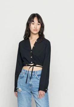 Promo โ Hollister Co. WRAP AROUND ๐ SHIRTING - Button-down Blouse - Black โ๏ธ