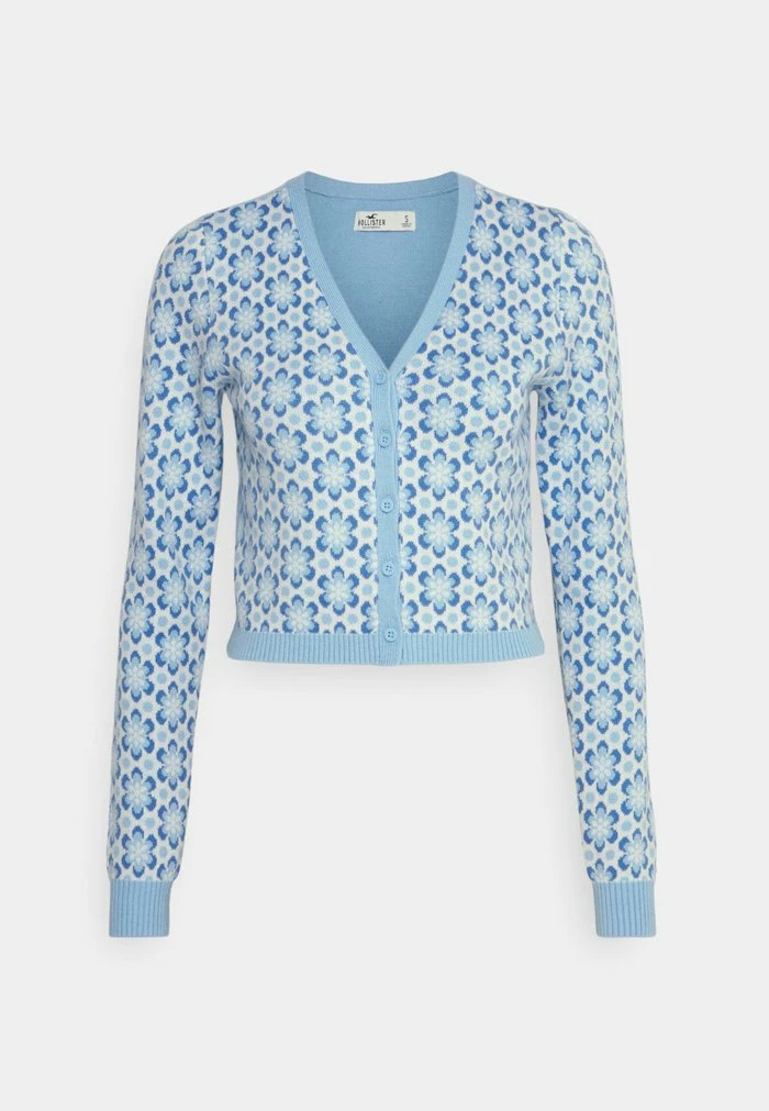 New 🌟 Hollister Co. SLIM CROP CARDI - Cardigan - Blue Geo Pattern 🤩 - Image 5