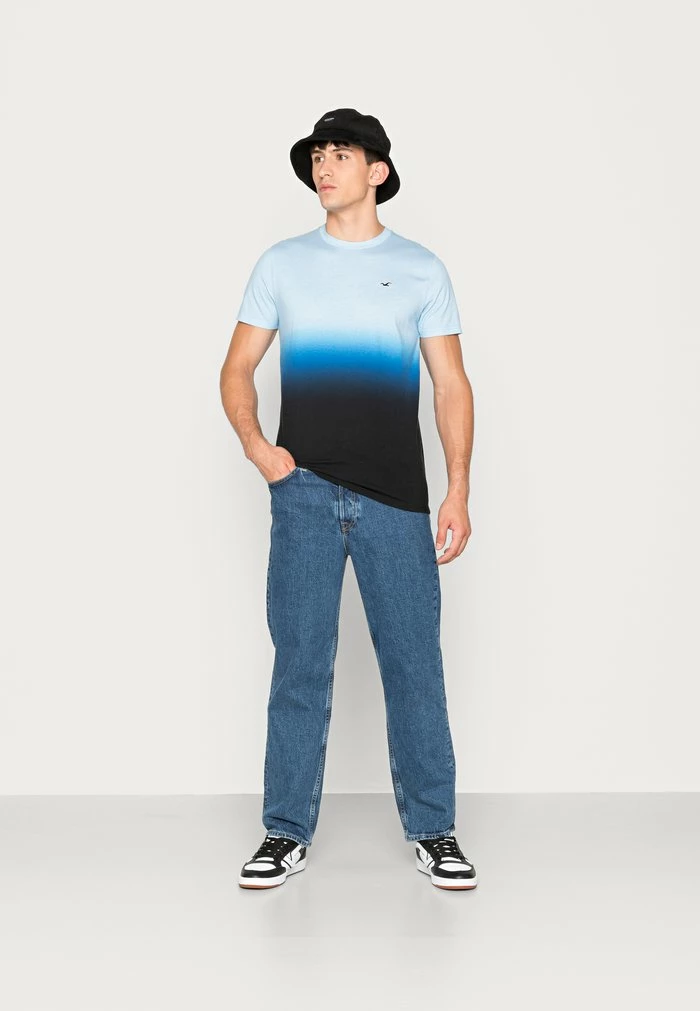 Best Pirce ๐งจ Hollister Co. CURVED - Print T-shirt - Black/blue Ombre โ๏ธ - Image 2