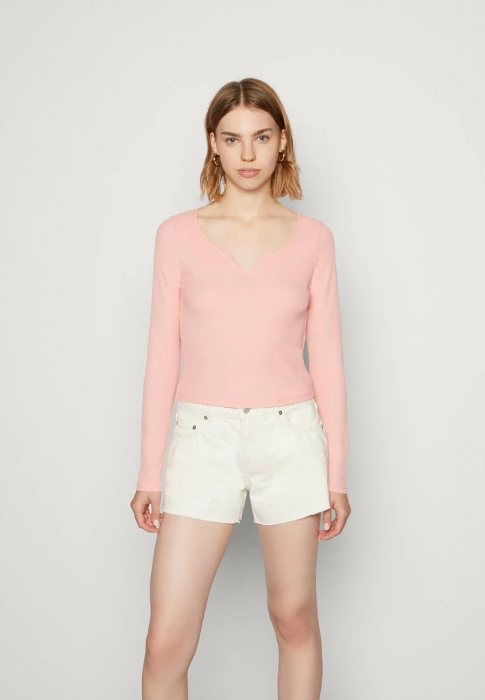 Promo ๐ Hollister Co. NOTCH NECK - Long Sleeved Top - Pink ๐ฏ