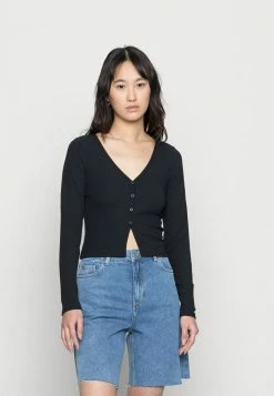 New ✔️ Hollister Co. TEXTURED BUTTON FLYAWAY - Cardigan - Casual Black 😀