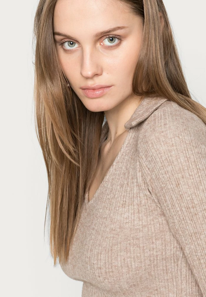 Best Pirce ๐งจ Hollister Co. EASY COZY OPEN COLLAR - Long Sleeved Top - Brown โค๏ธ - Image 5