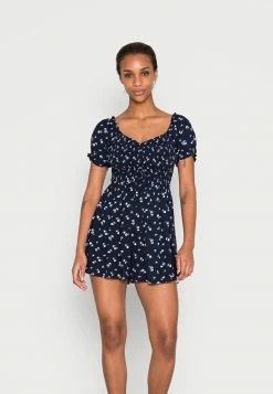 Wholesale 👏 Hollister Co. ON OFF SHOULDER ROMPER - Jumpsuit - Navy Floral 😉