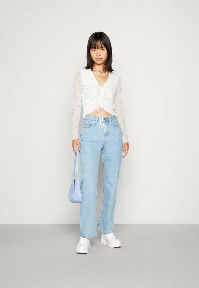 Deals ๐ Hollister Co. MIDDLE CINCHED TIE - Long Sleeved Top - White/blue ๐ฏ - Image 2